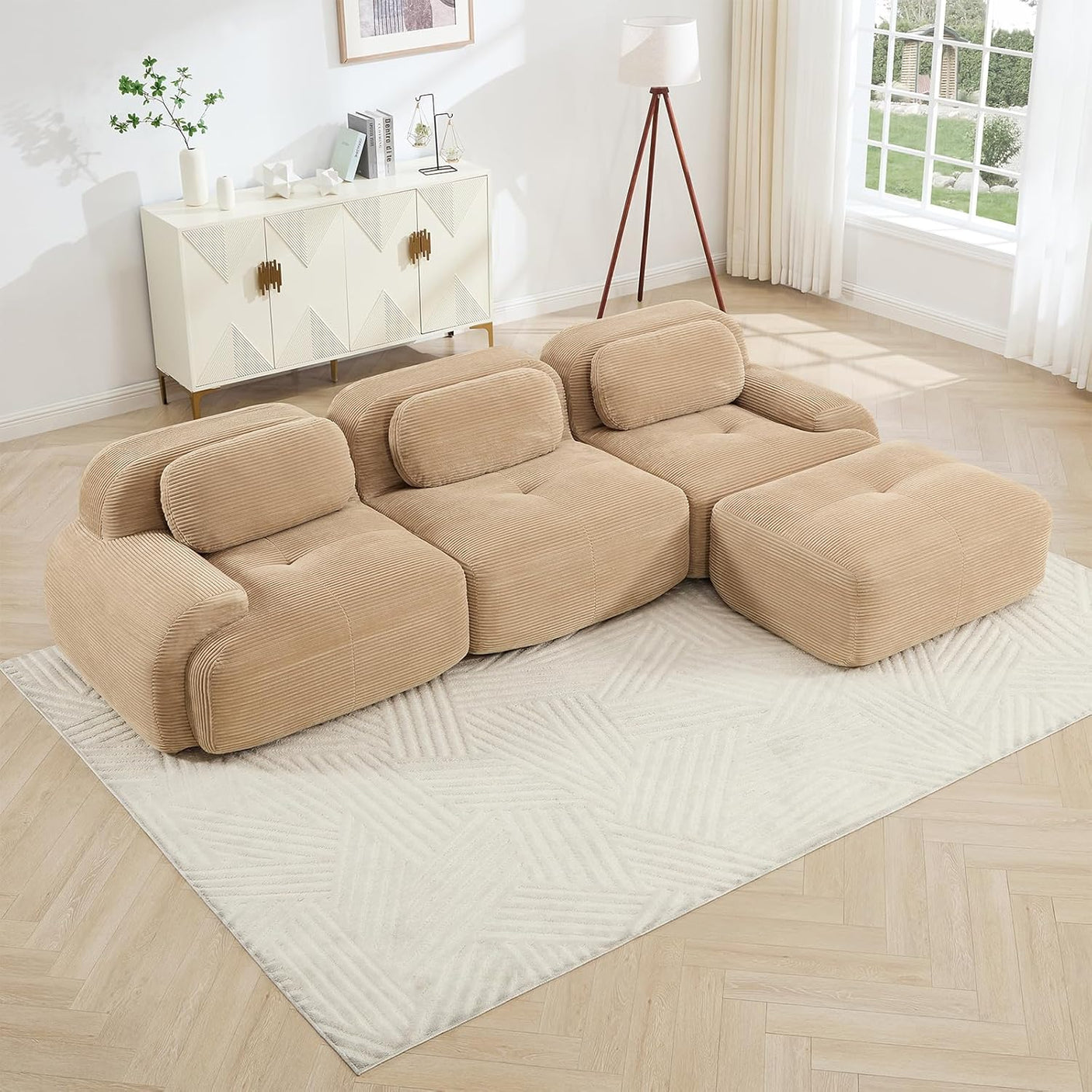 Corduroy Cloud Modular Sectional Sofa - No Assembly Required