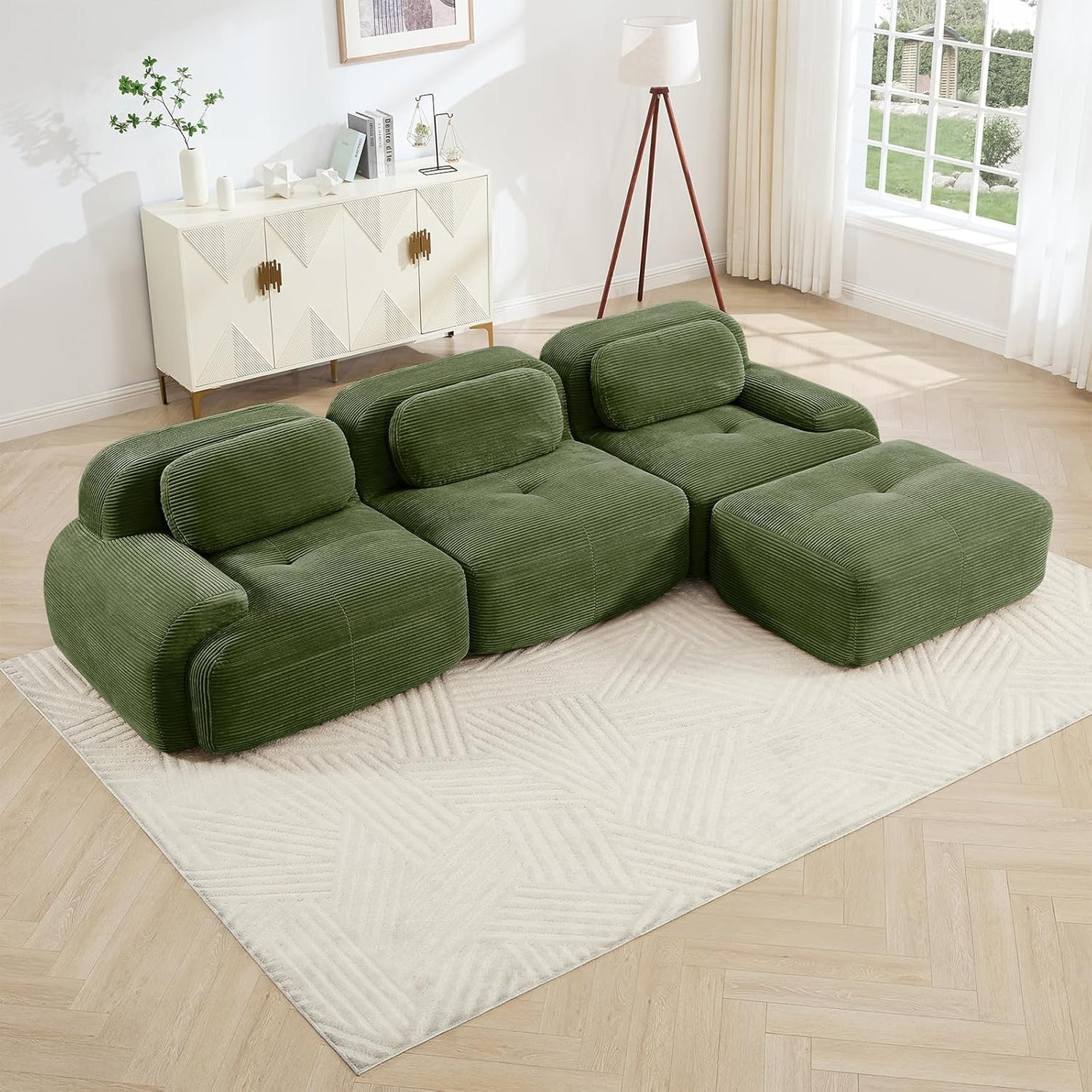 Corduroy Cloud Modular Sectional Sofa - No Assembly Required