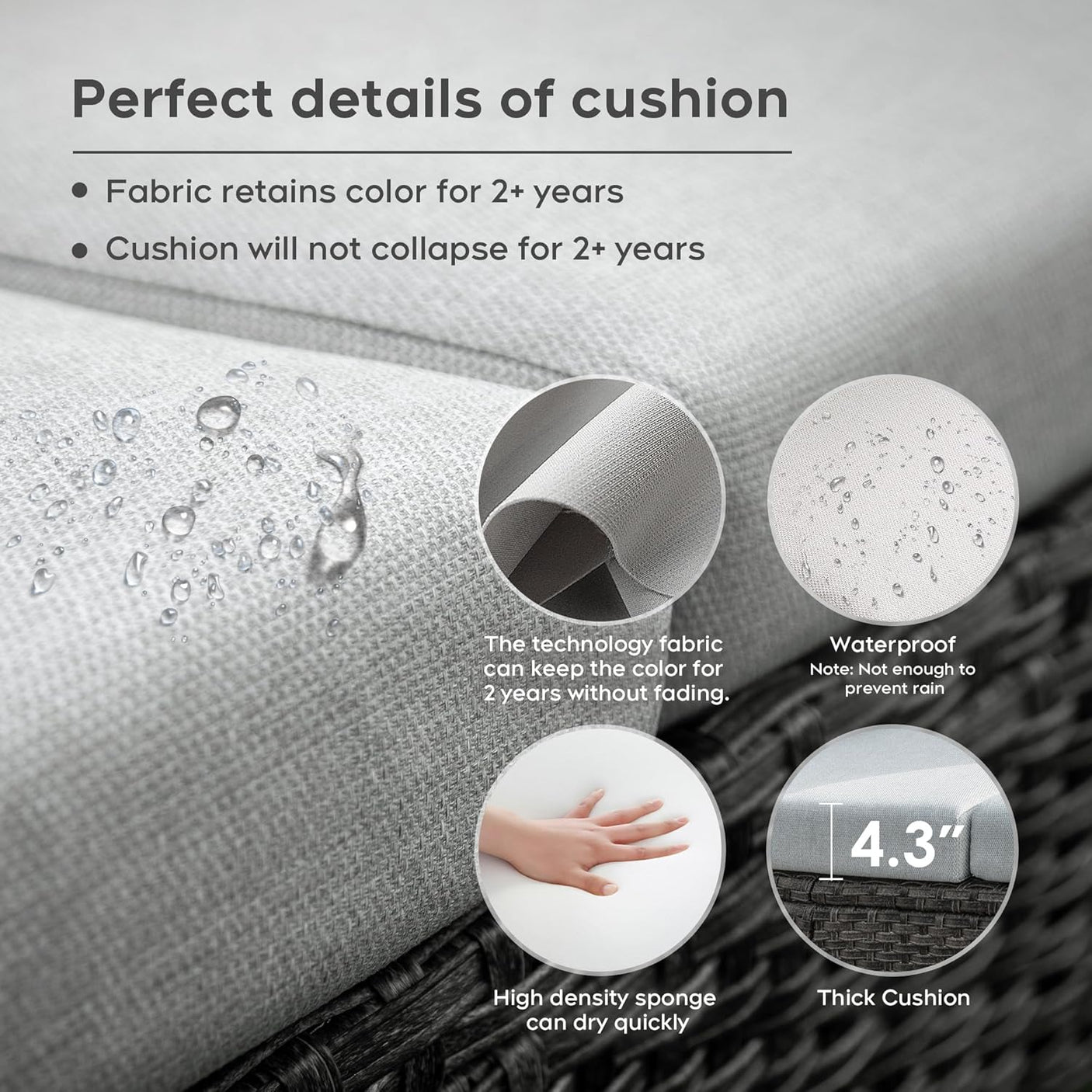 9 Seats Beige Patio Outdoor Conversation Sofa Set