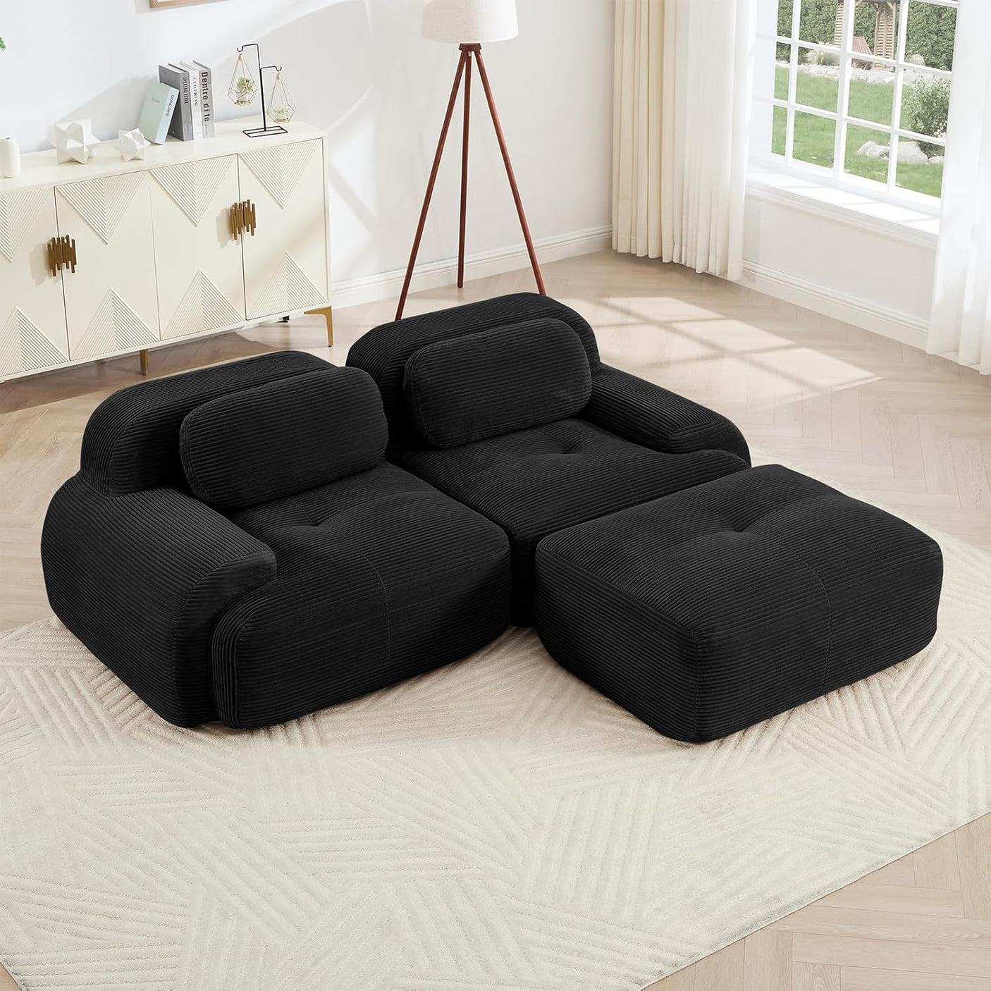 Corduroy Cloud Modular Sectional Sofa - No Assembly Required