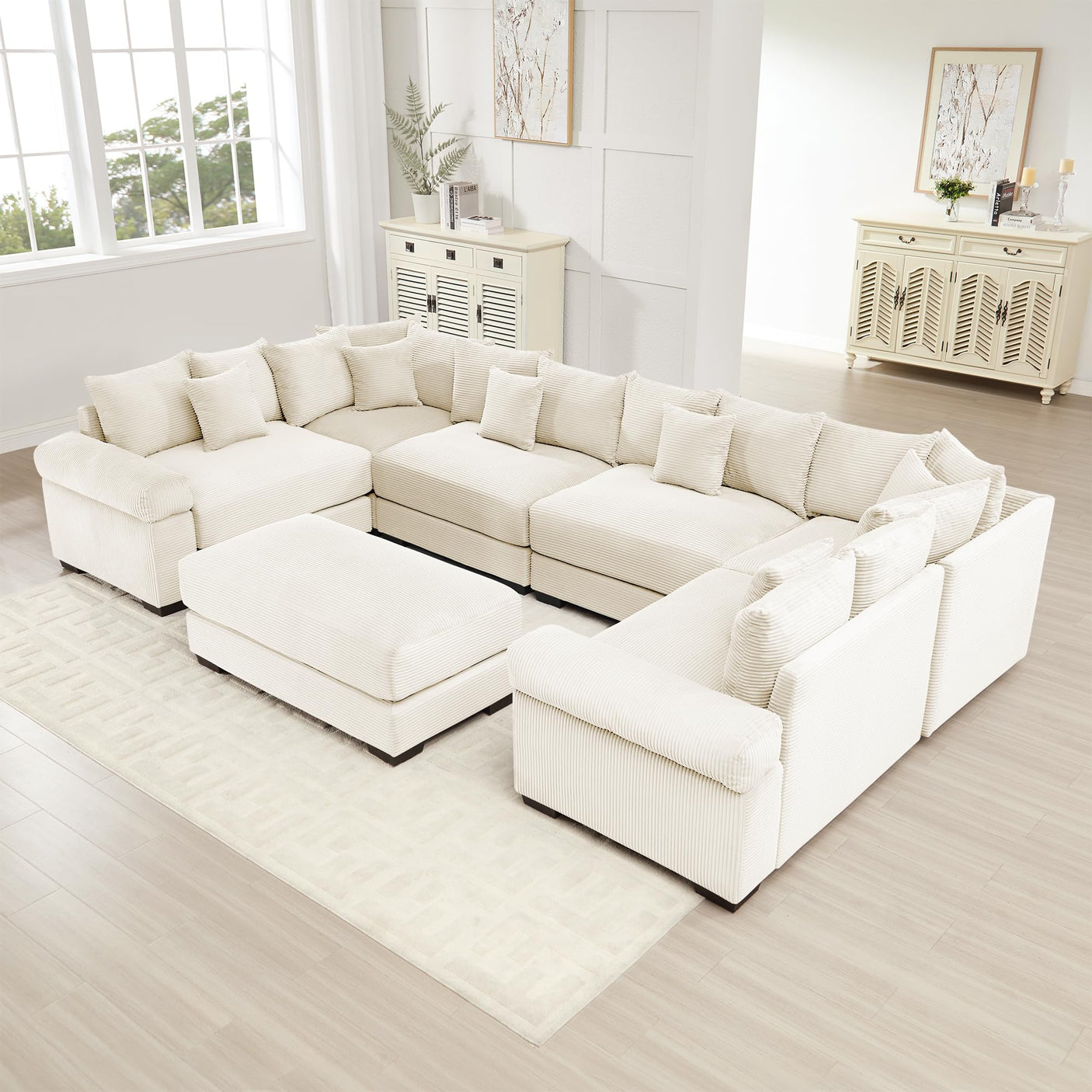 54" Oversized Corduroy Modular Sectional Sofa - Premium Comfort with High-Density Foam & Flexible Design