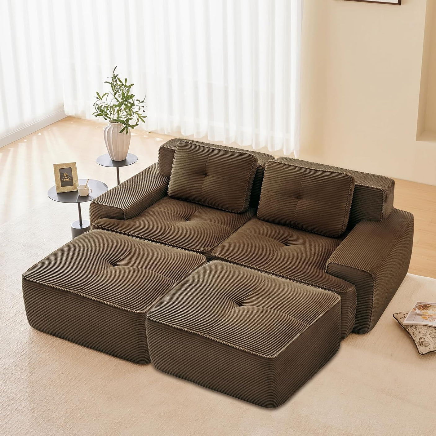 Corduroy Cloud Modular Sectional Sofa - No Assembly Required