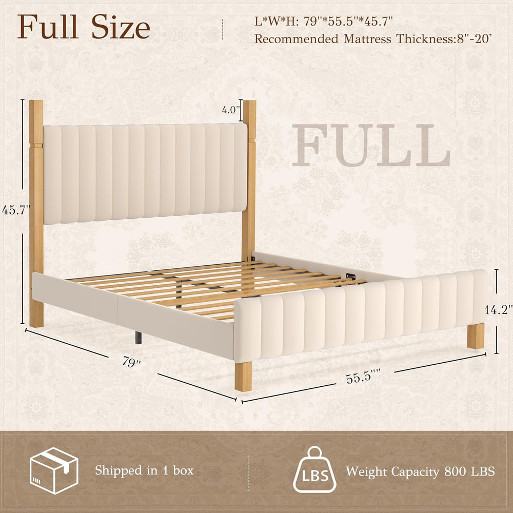 Yechen Full Size Wood Bed Frame with Headboard