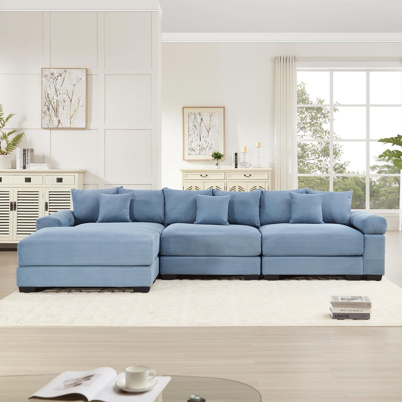 54" Oversized Corduroy Modular Sectional Sofa - Premium Comfort with High-Density Foam & Flexible Design