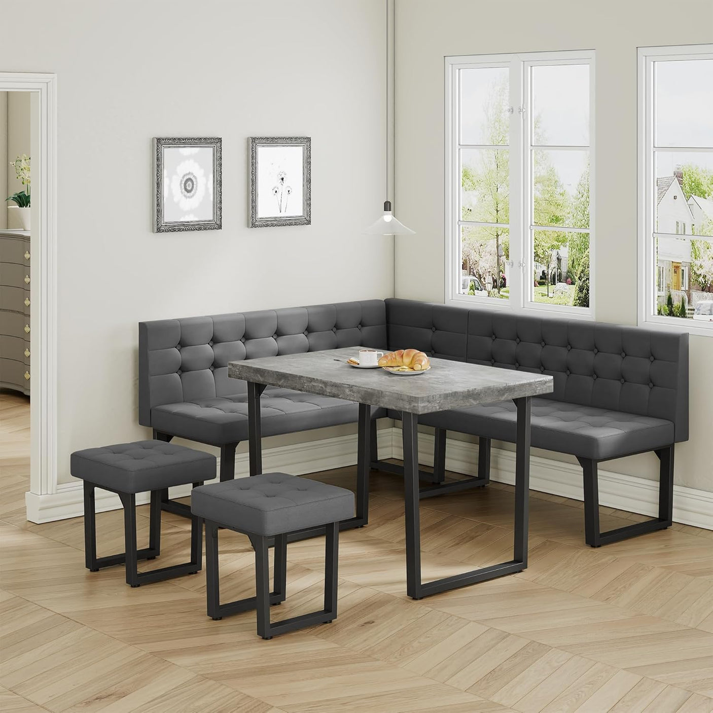 72 Inch Modern Corner Dining Table Set