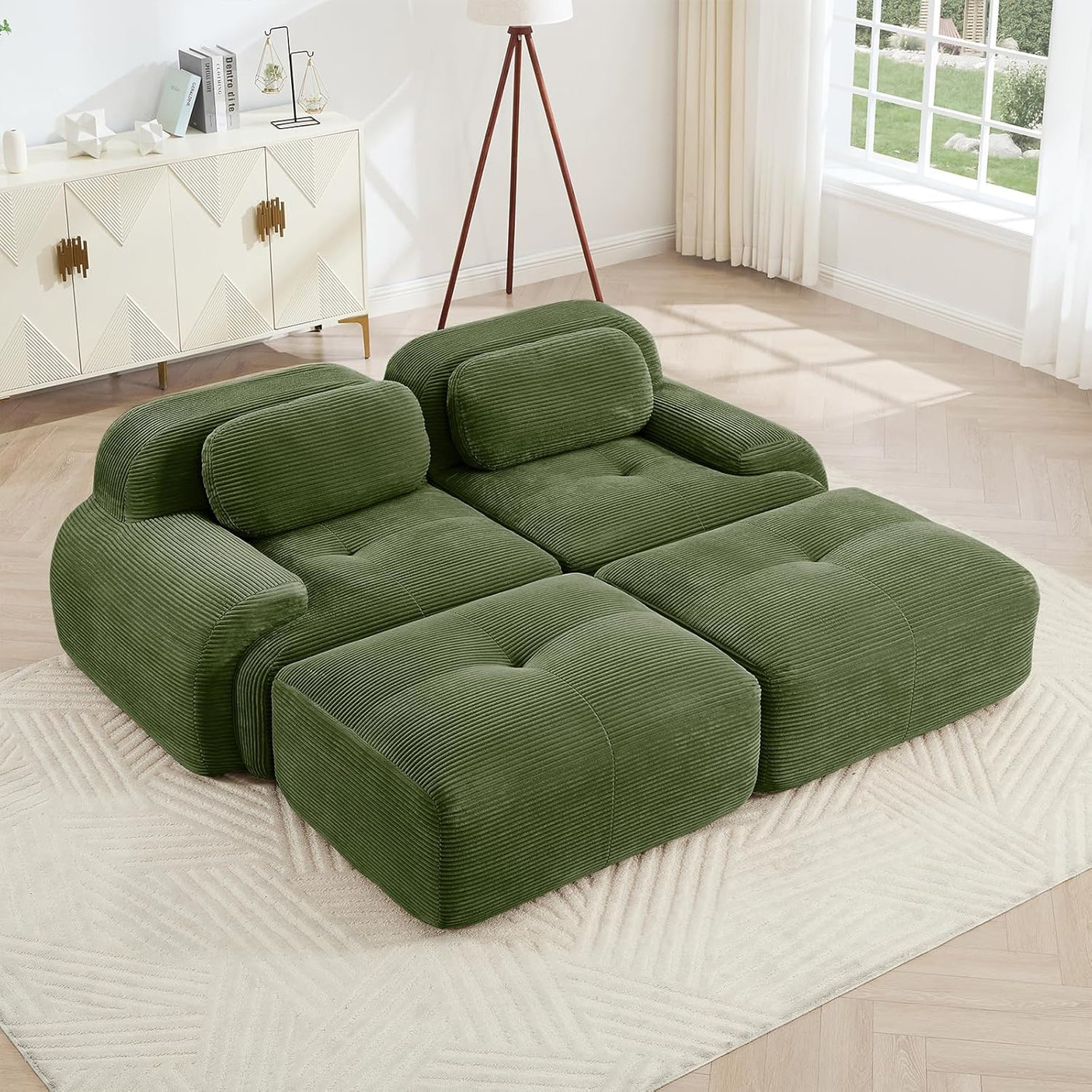 Corduroy Cloud Modular Sectional Sofa - No Assembly Required