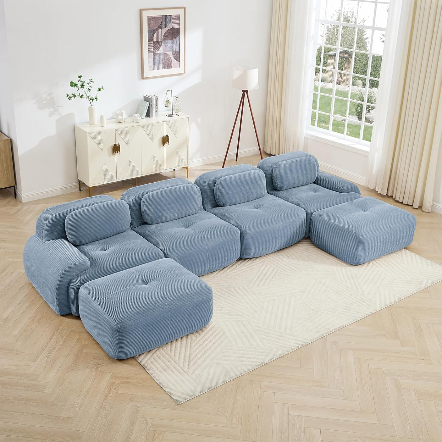 Corduroy Cloud Modular Sectional Sofa - No Assembly Required