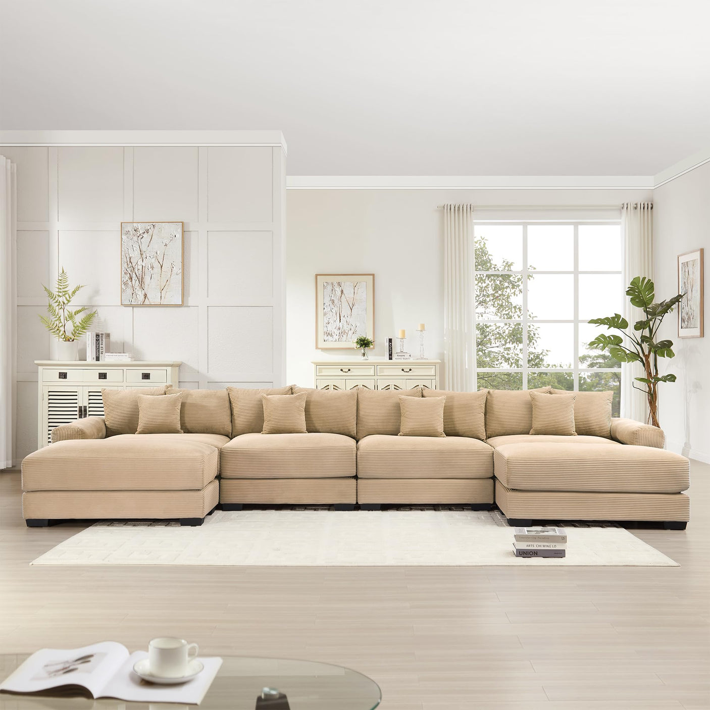 54" Oversized Corduroy Modular Sectional Sofa - Premium Comfort with High-Density Foam & Flexible Design
