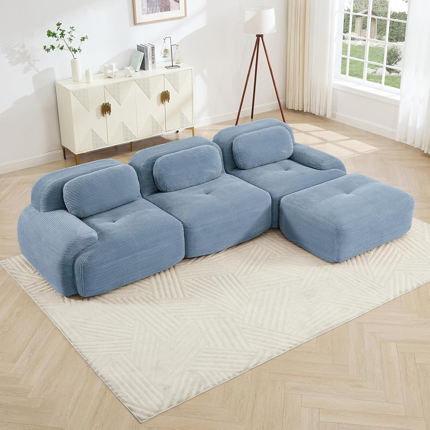 Corduroy Cloud Modular Sectional Sofa - No Assembly Required