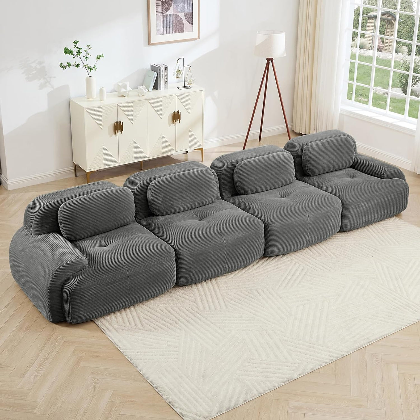 Corduroy Cloud Modular Sectional Sofa - No Assembly Required