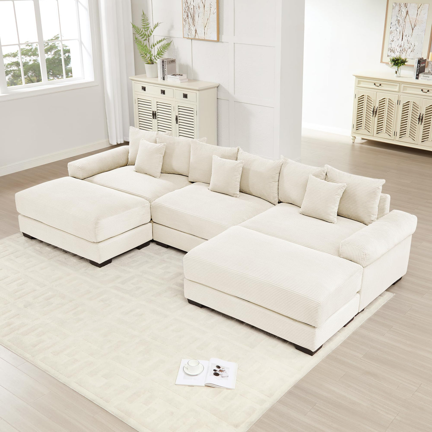 54" Oversized Corduroy Modular Sectional Sofa - Premium Comfort with High-Density Foam & Flexible Design