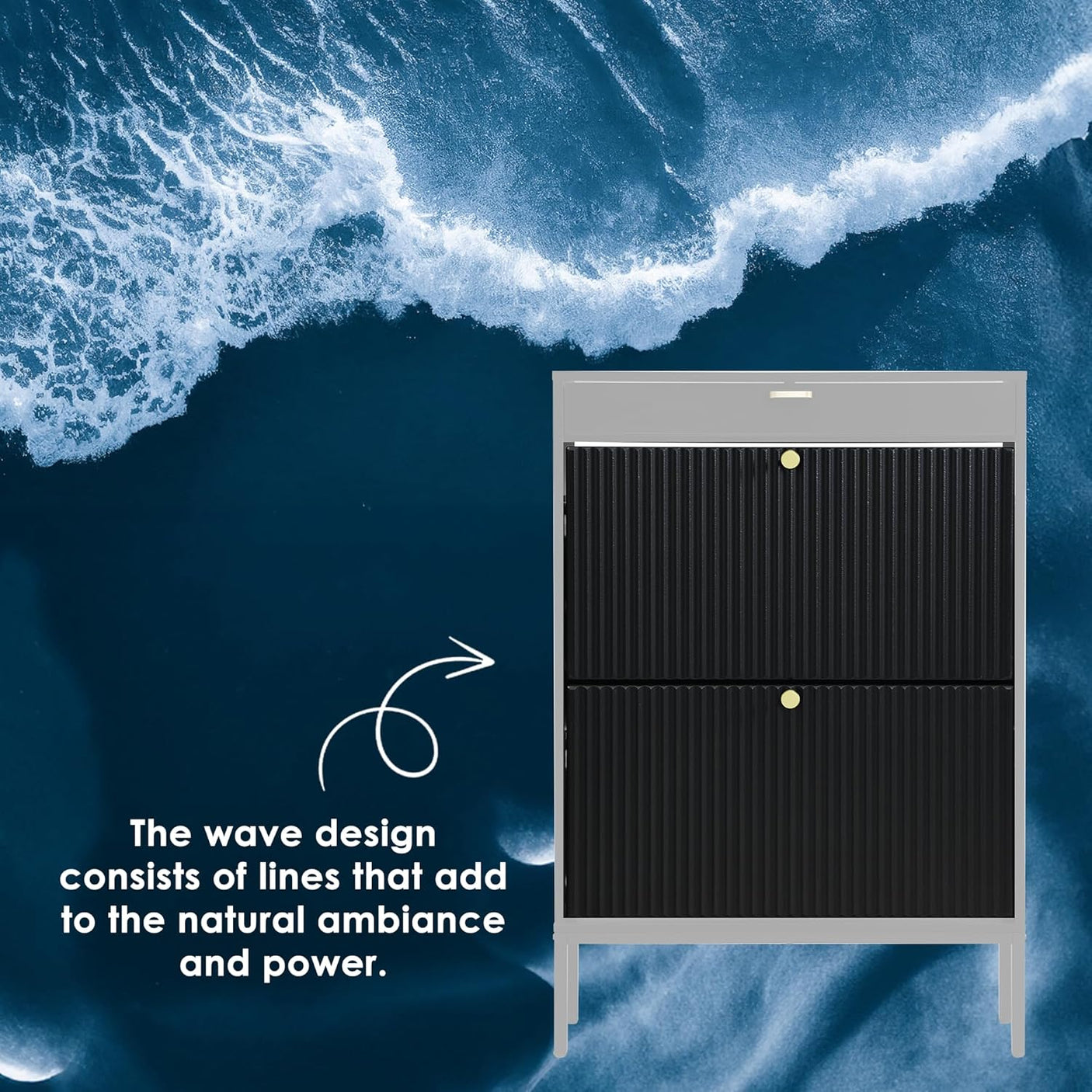 Slim Entryway Shoe Organizer with Half-Circle Doors