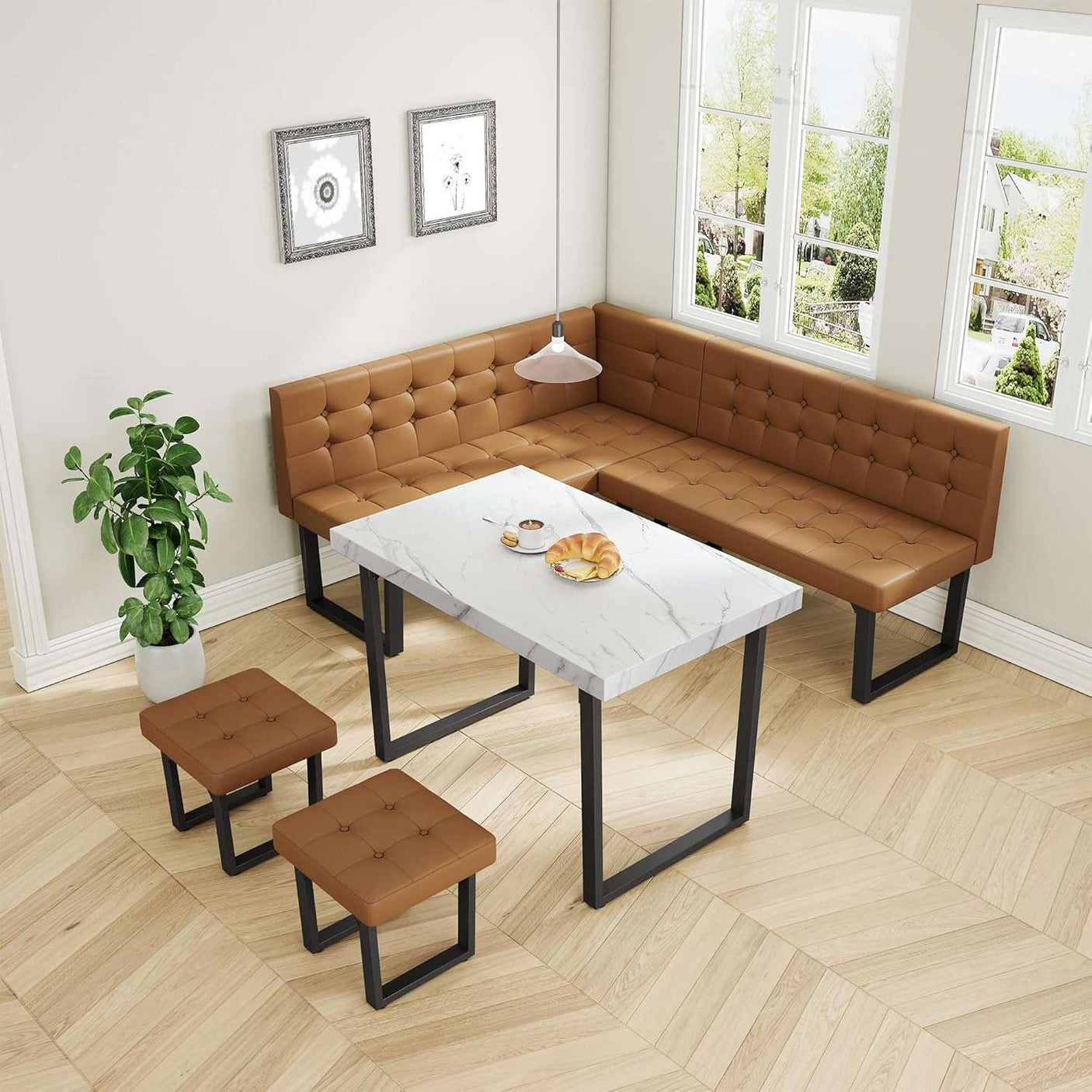72 Inch Modern Corner Dining Table Set