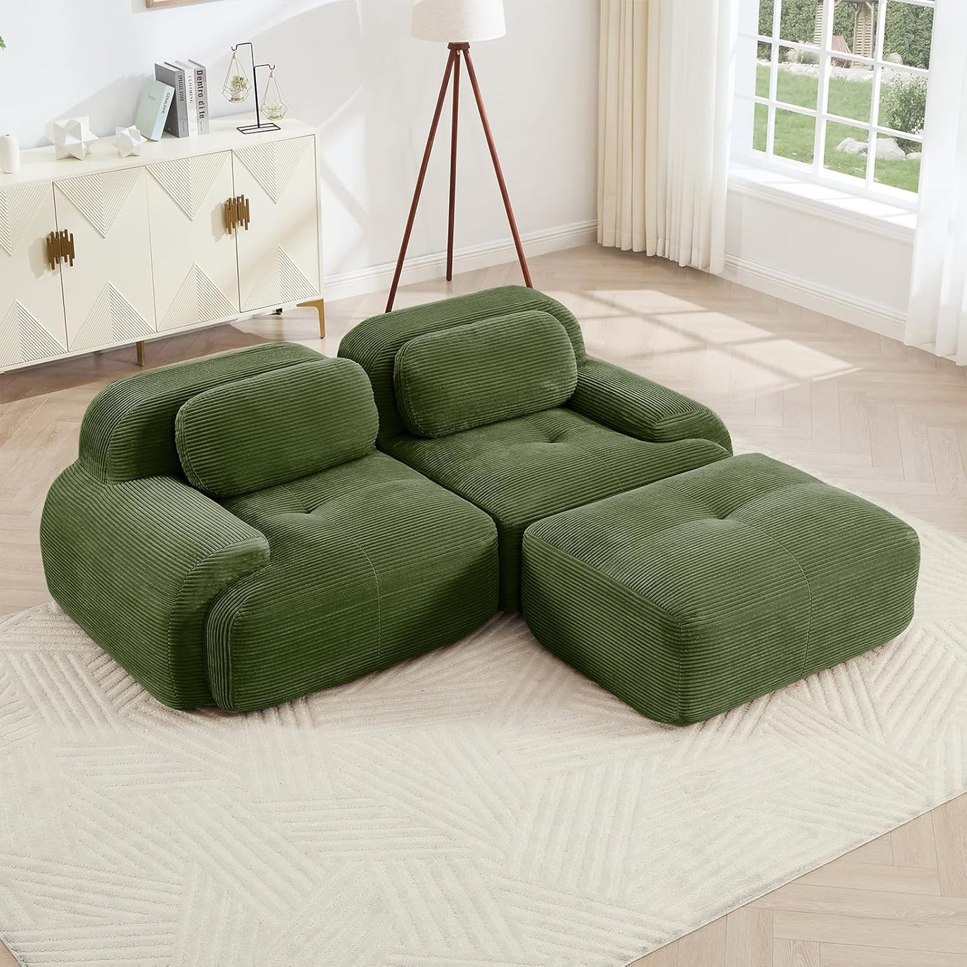 Corduroy Cloud Modular Sectional Sofa - No Assembly Required