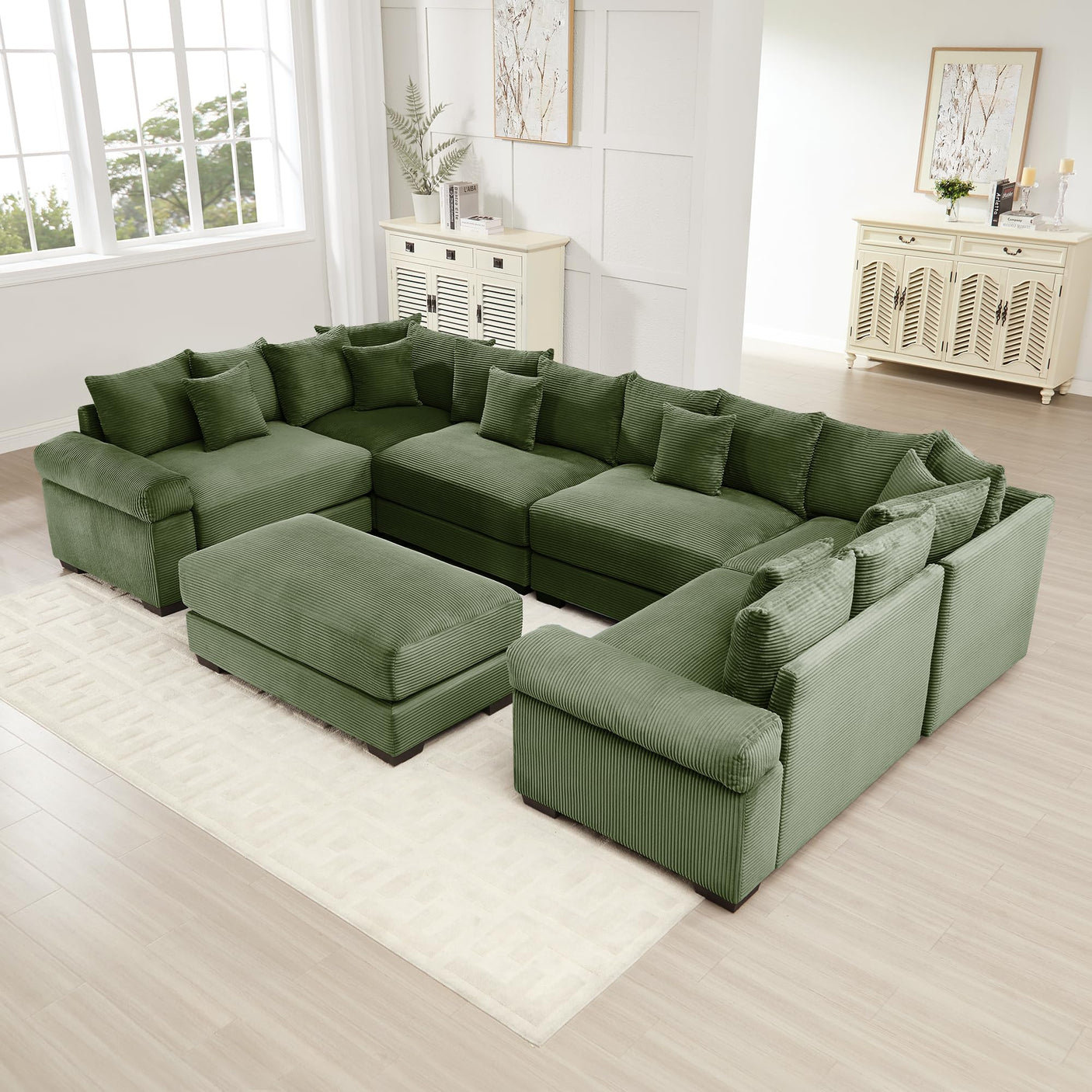 54" Oversized Corduroy Modular Sectional Sofa - Premium Comfort with High-Density Foam & Flexible Design