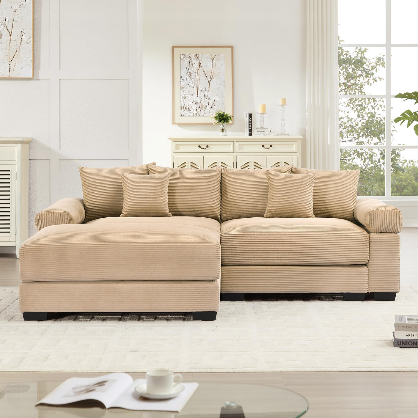 54" Oversized Corduroy Modular Sectional Sofa - Premium Comfort with High-Density Foam & Flexible Design