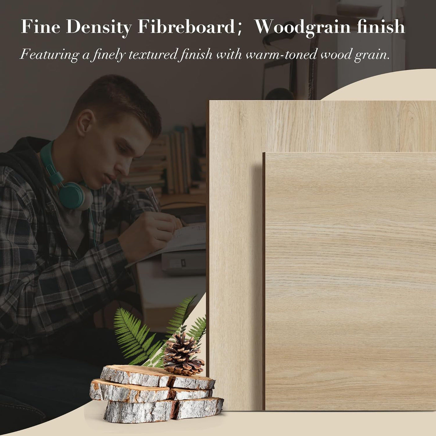 Yechen 57" Modern Rattan Executive Desk with 5 Drawers