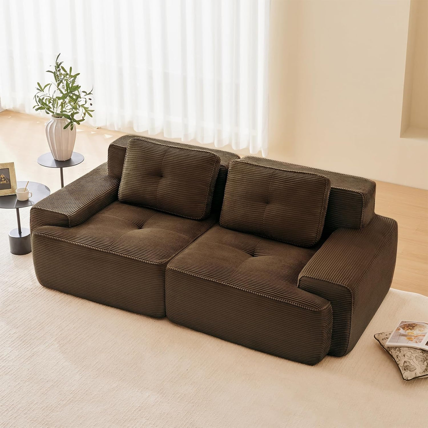 Corduroy Cloud Modular Sectional Sofa - No Assembly Required