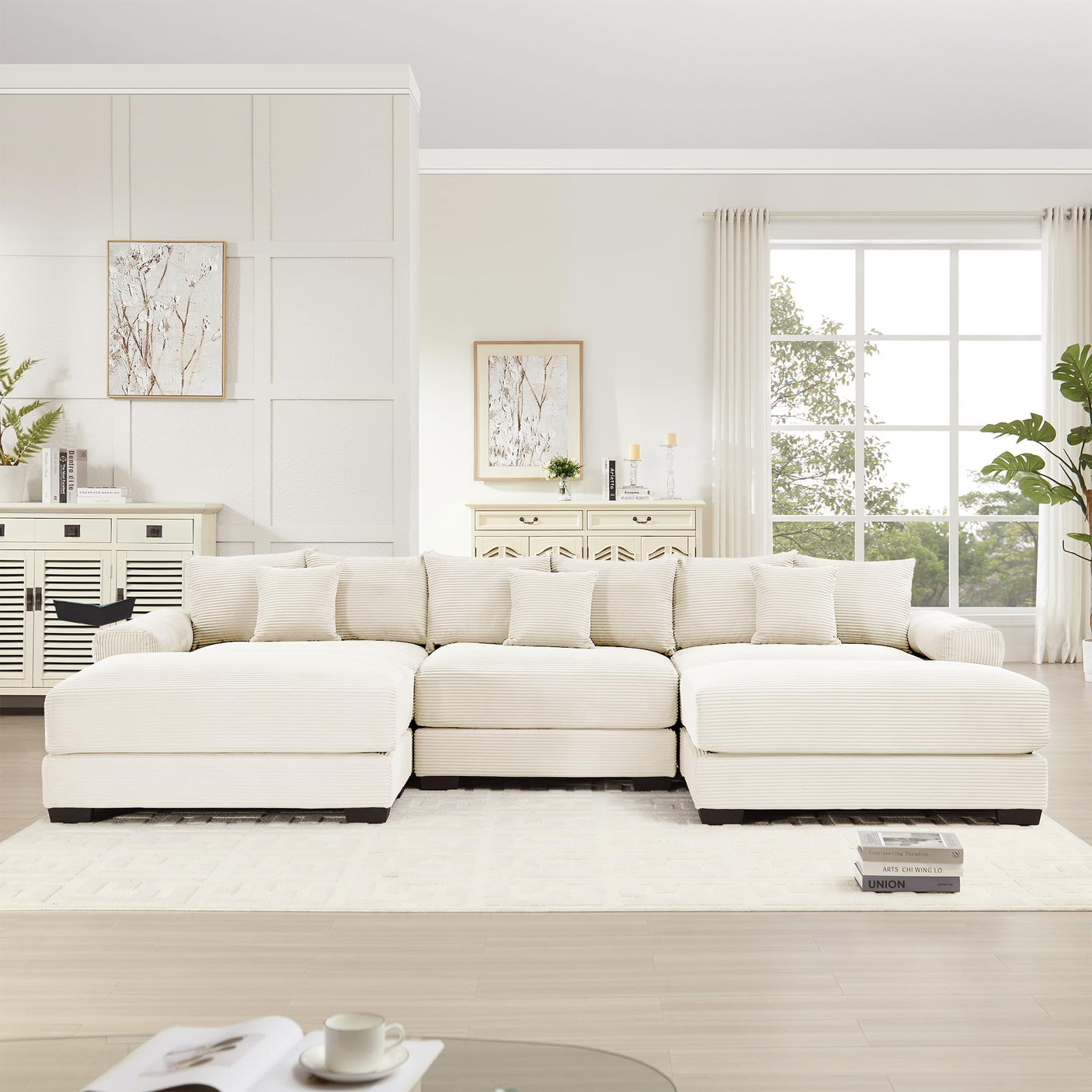 54" Oversized Corduroy Modular Sectional Sofa - Premium Comfort with High-Density Foam & Flexible Design