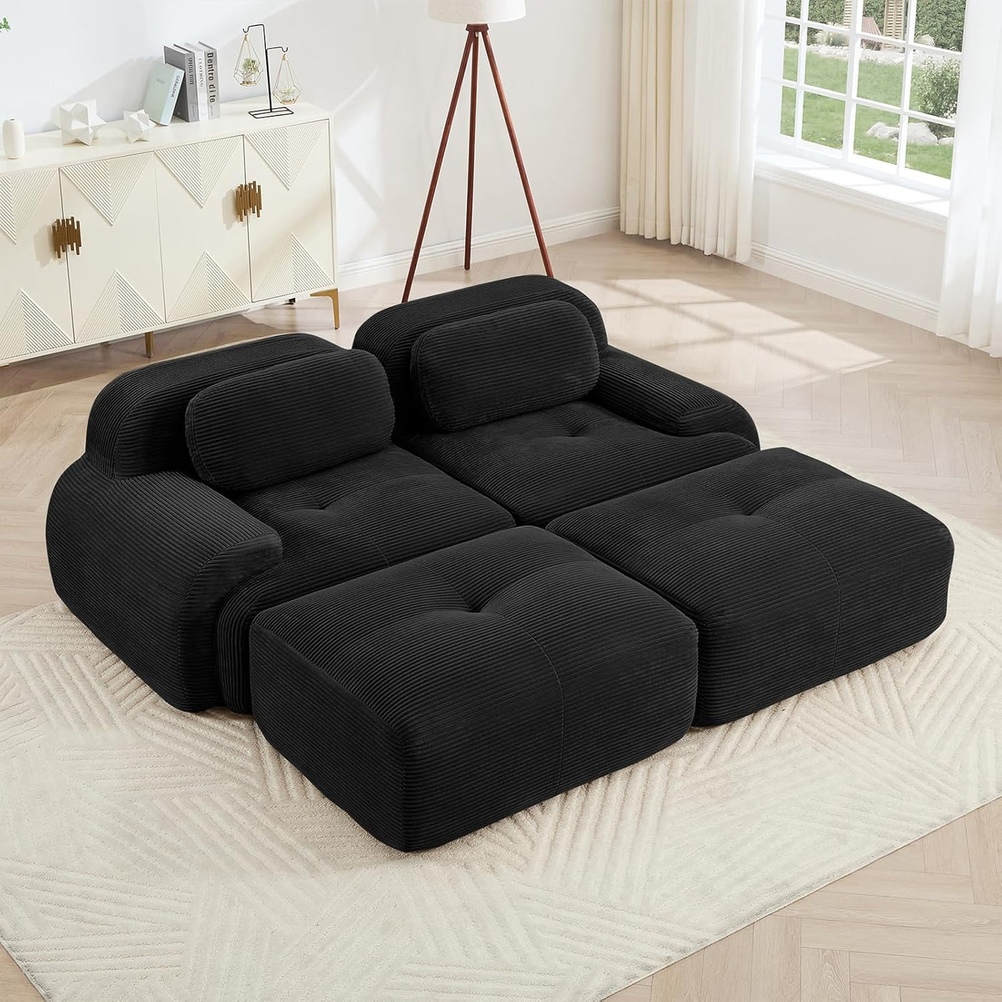 Corduroy Cloud Modular Sectional Sofa - No Assembly Required