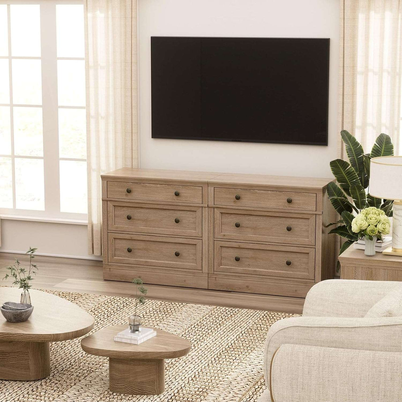 31.5" Oversized Extra Large Nightstand with 3 Drawers