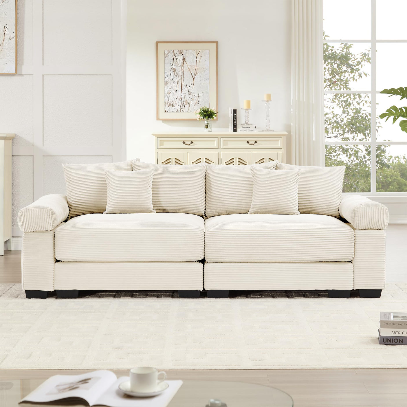 54" Oversized Corduroy Modular Sectional Sofa - Premium Comfort with High-Density Foam & Flexible Design