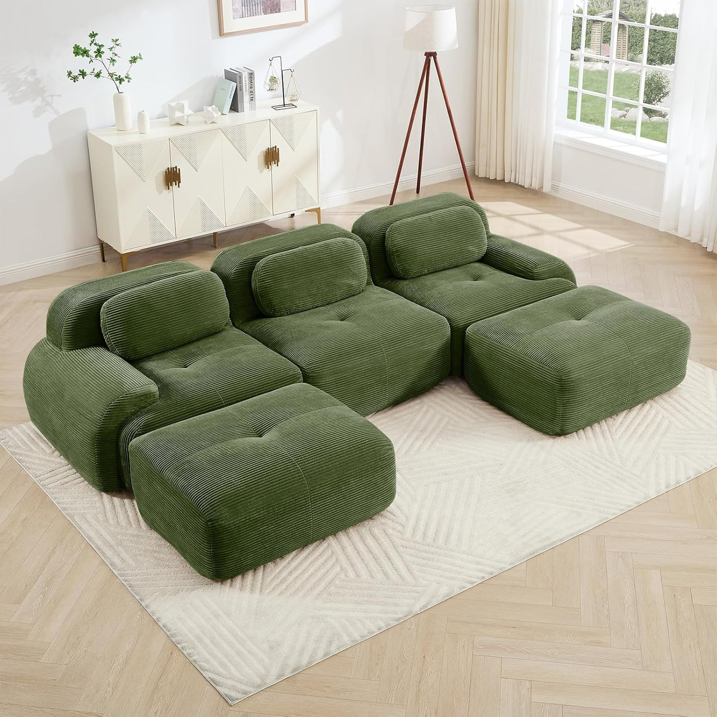 Corduroy Cloud Modular Sectional Sofa - No Assembly Required