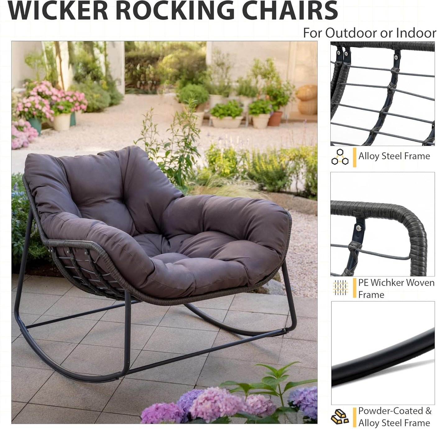 Cozy Wicker Outdoor Rocking Chair