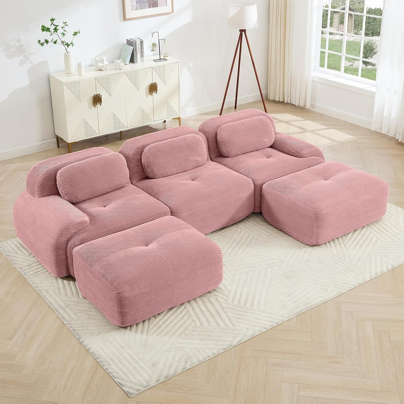 Corduroy Cloud Modular Sectional Sofa - No Assembly Required