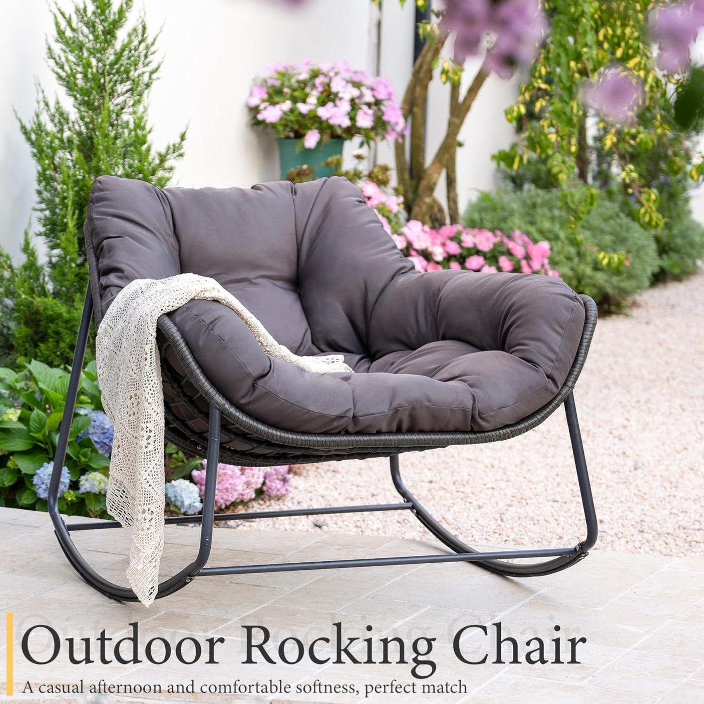 Cozy Wicker Outdoor Rocking Chair