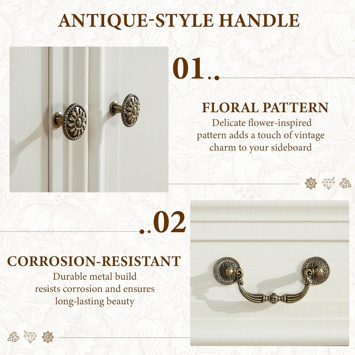 62" Large Farmhouse Buffet Cabinet with 4 Drawers & 4 Doors