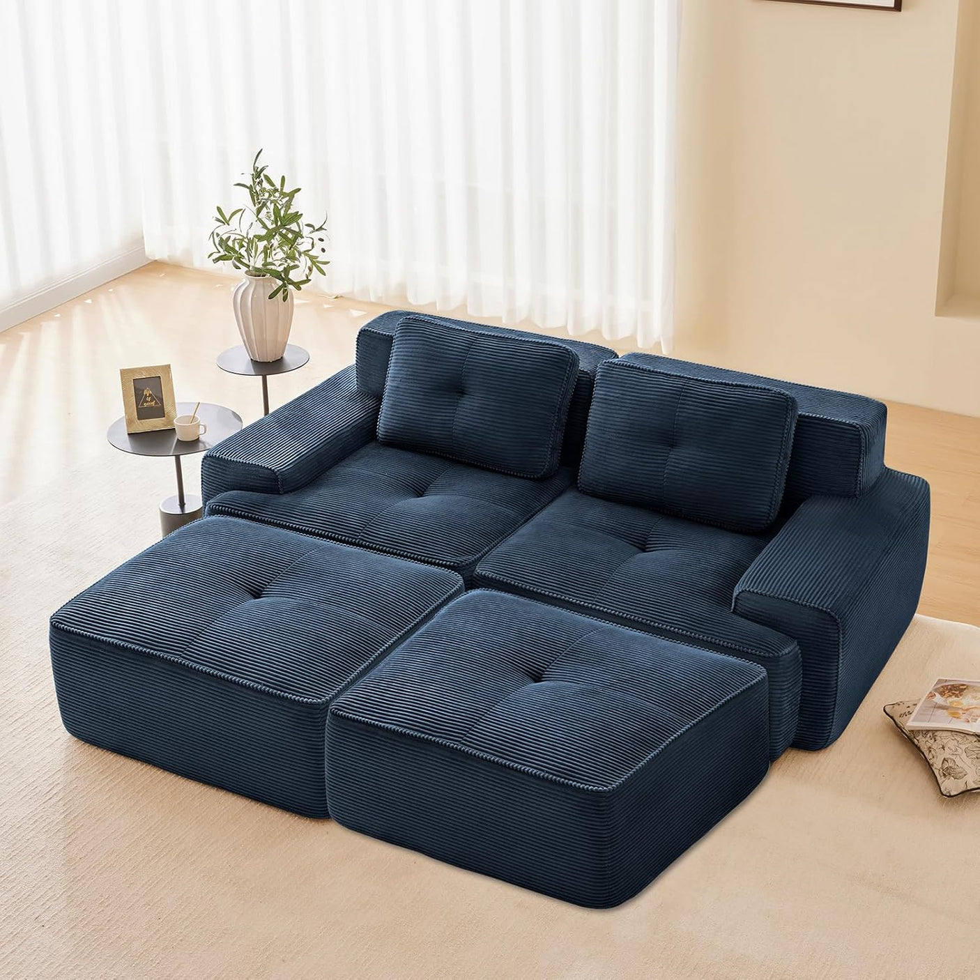 Corduroy Cloud Modular Sectional Sofa - No Assembly Required