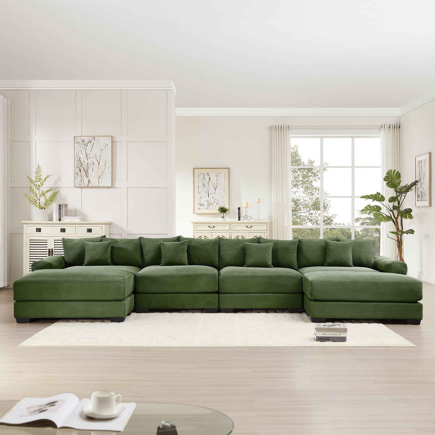 54" Oversized Corduroy Modular Sectional Sofa - Premium Comfort with High-Density Foam & Flexible Design