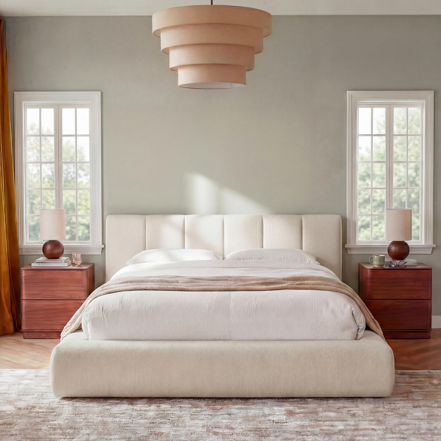 Cloud Bed Frame with Removable Headboard | Boucle Upholstered | Queen & King
