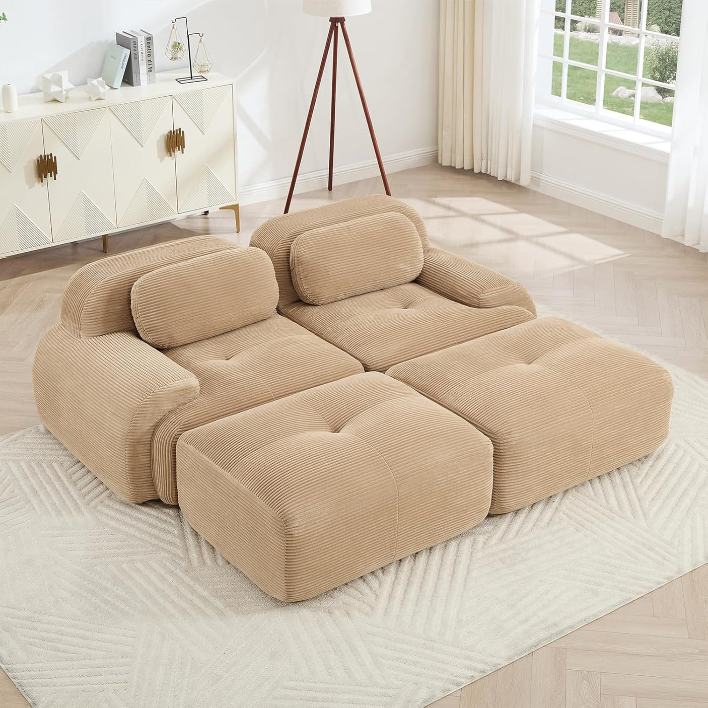 Corduroy Cloud Modular Sectional Sofa - No Assembly Required