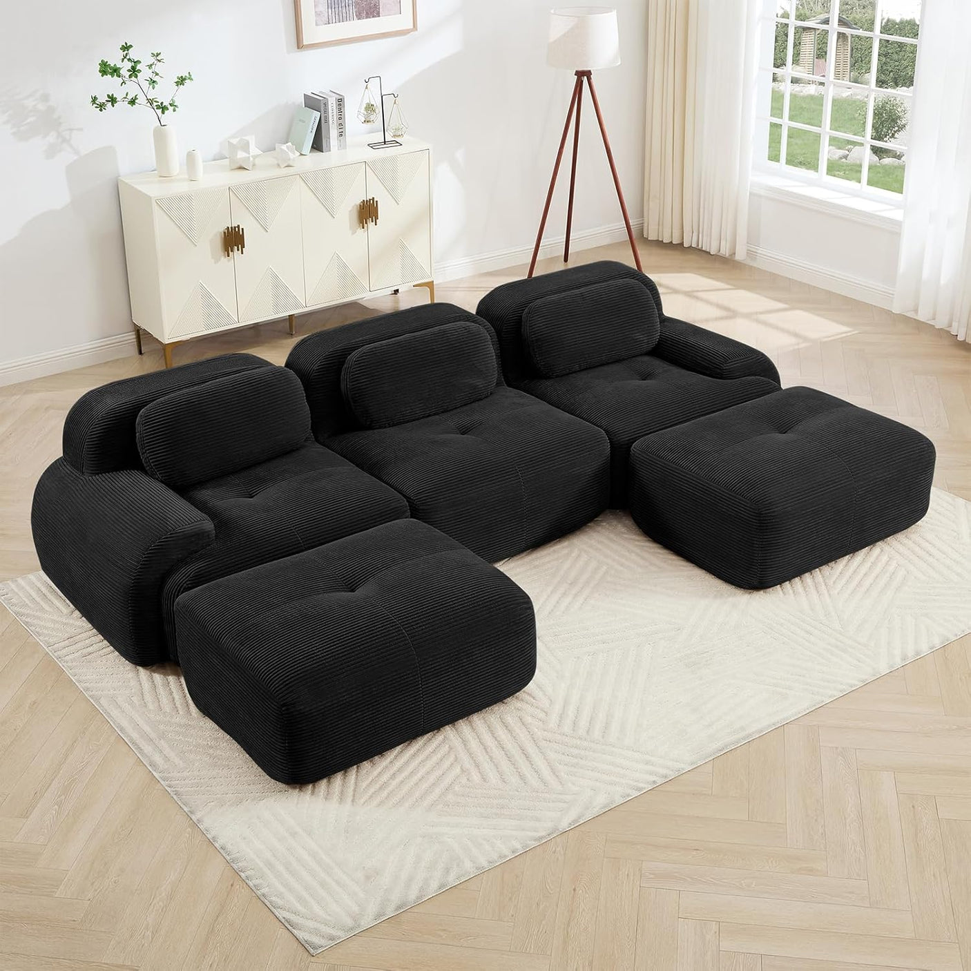 Corduroy Cloud Modular Sectional Sofa - No Assembly Required