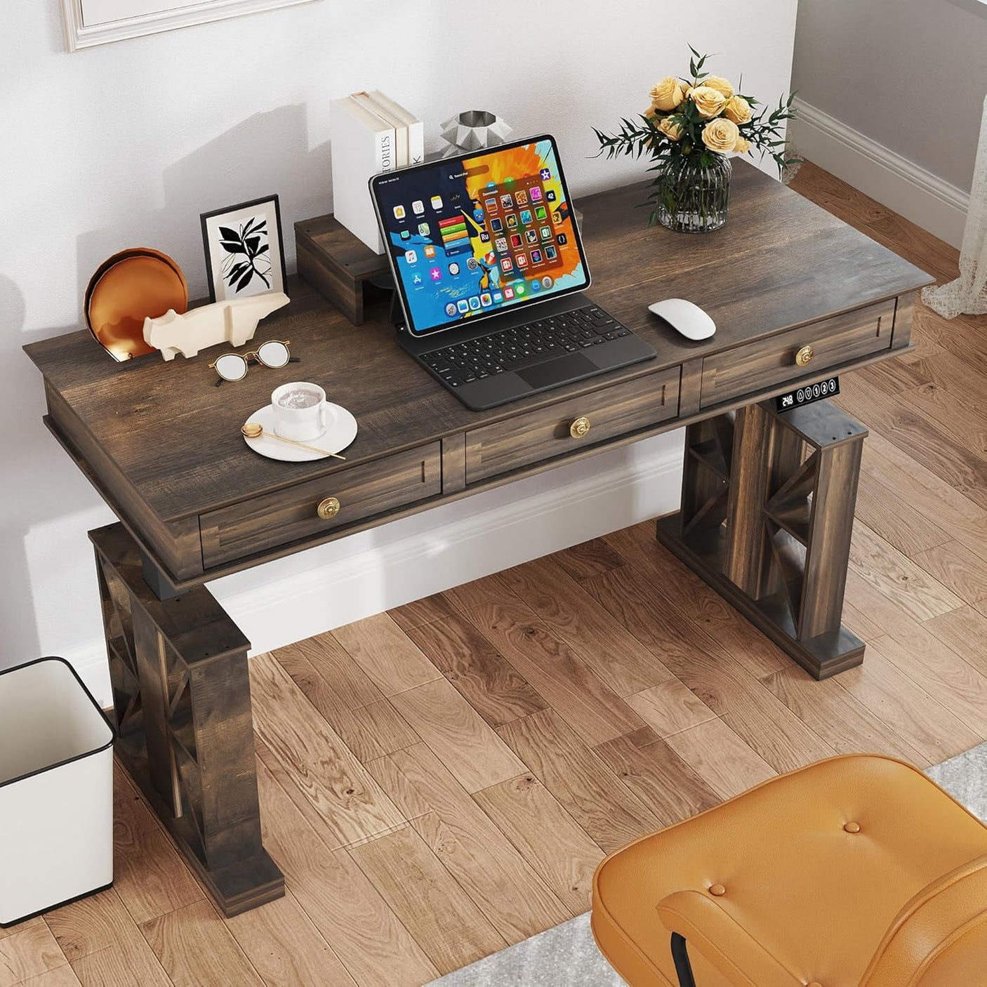 51×20 Inch Electric Standing Adjustable Desk with Drawers