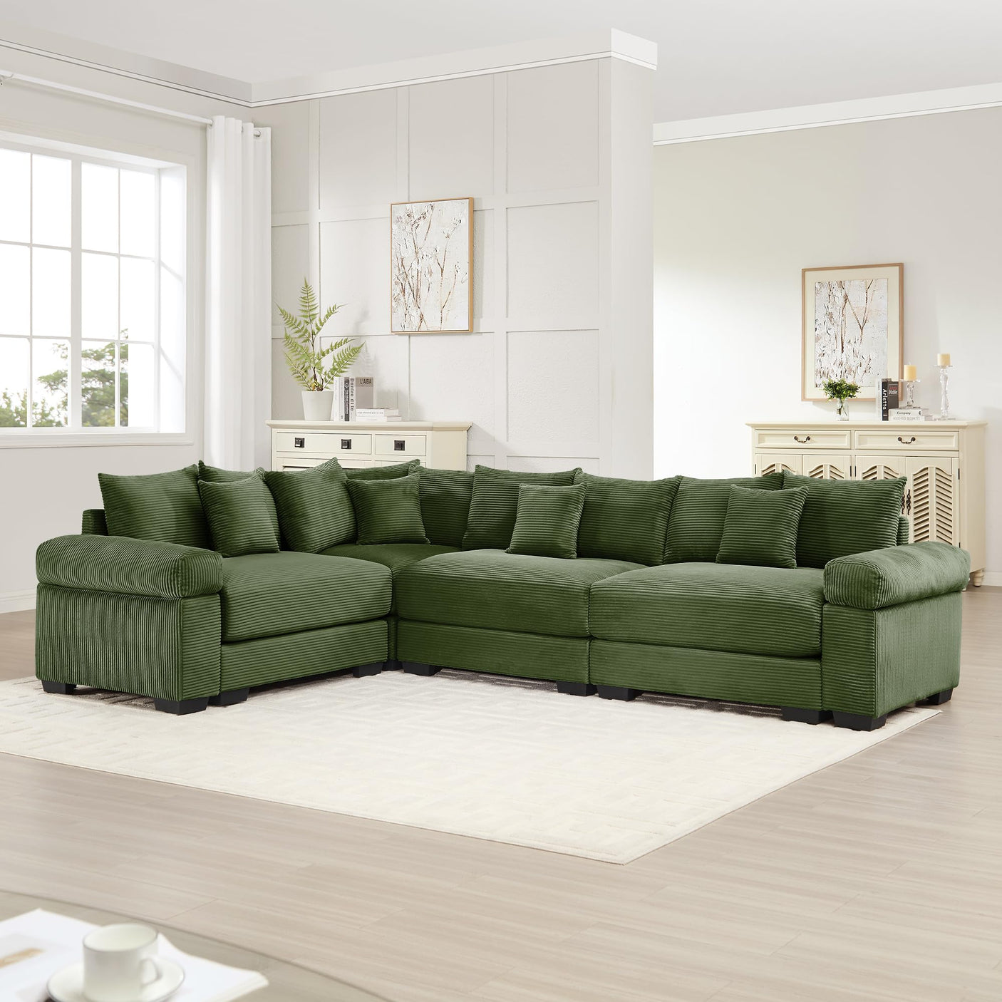 54" Oversized Corduroy Modular Sectional Sofa - Premium Comfort with High-Density Foam & Flexible Design