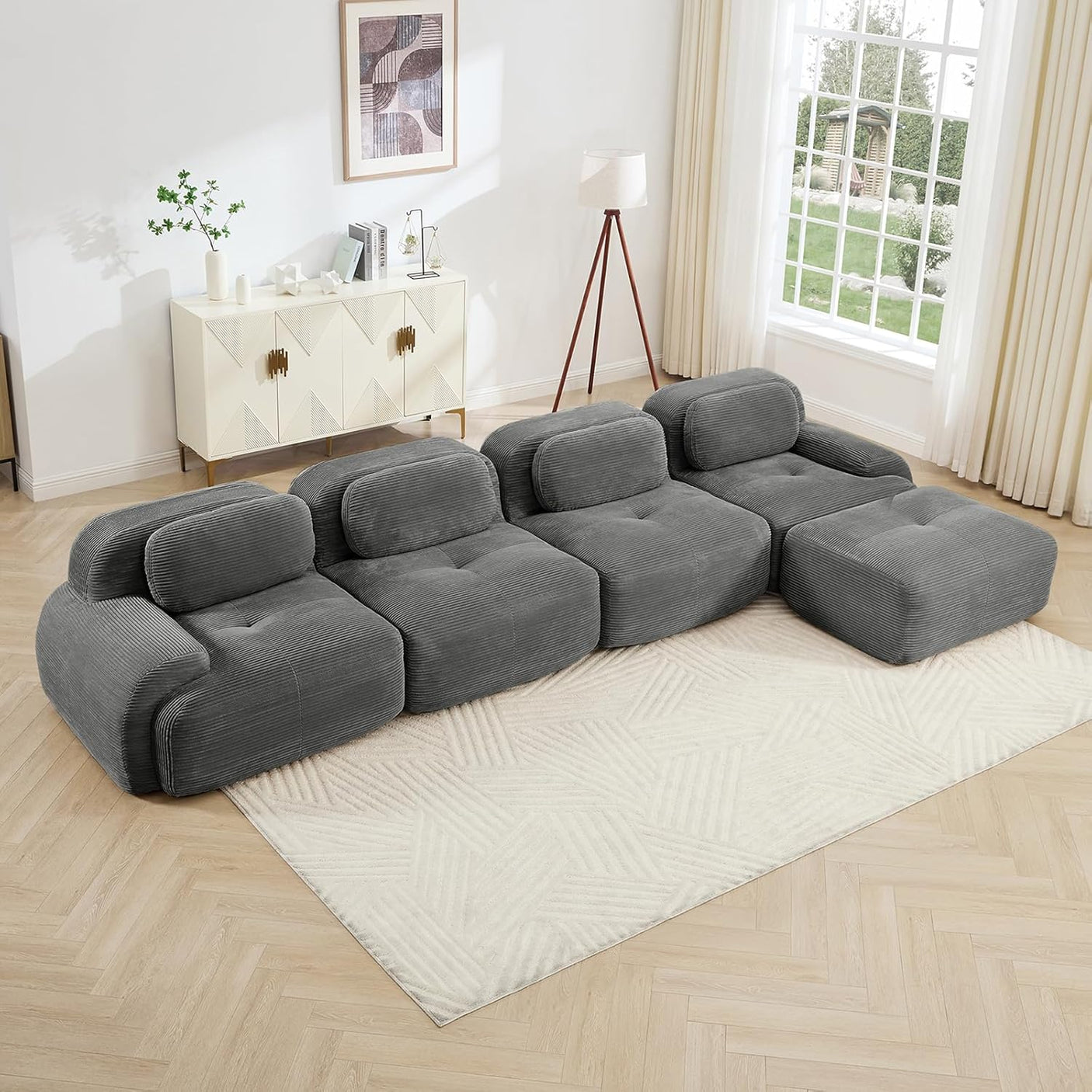Corduroy Cloud Modular Sectional Sofa - No Assembly Required