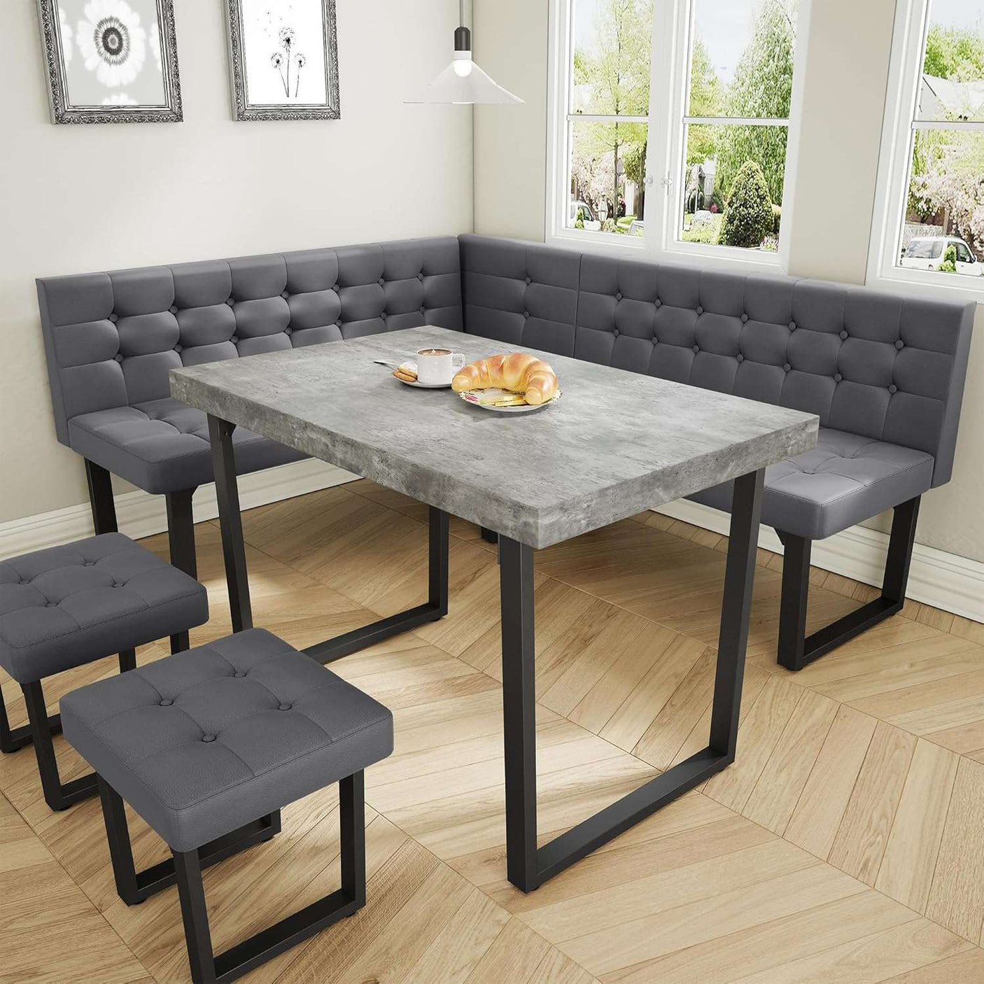 72 Inch Modern Corner Dining Table Set