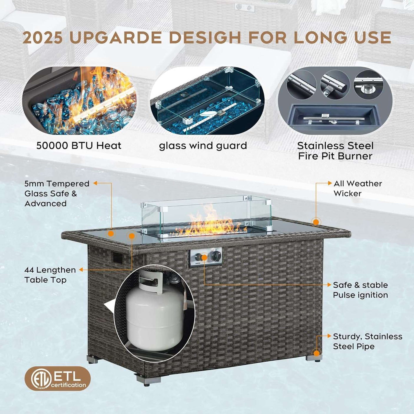 7 Seats Blue Patio Outdoor Conversation Sofa Set with Swivel Chair