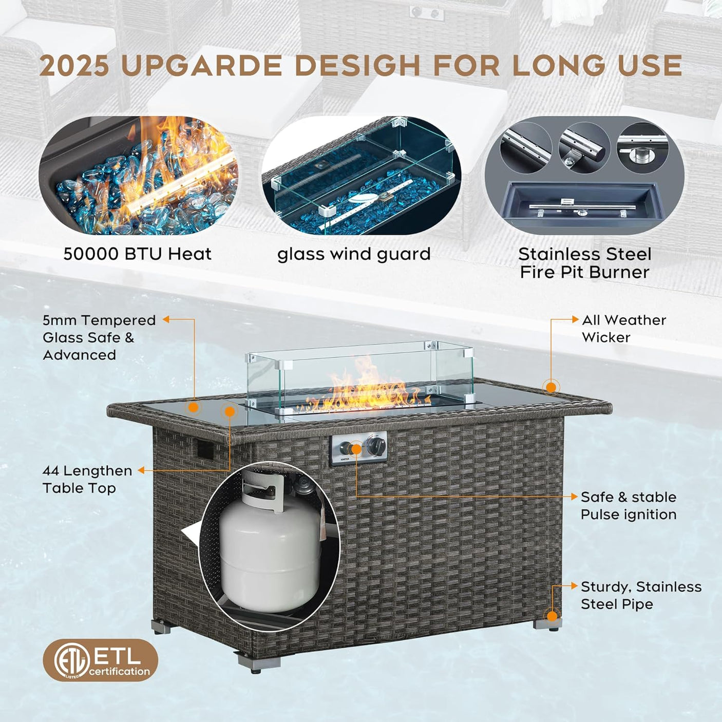 7 Seats Blue Patio Outdoor Conversation Sofa Set with Swivel Chair