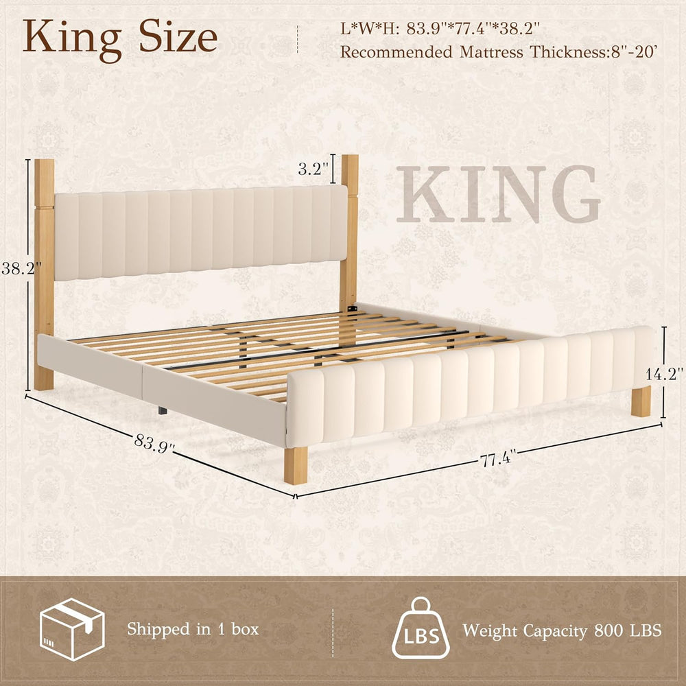 Yechen Full Size Wood Bed Frame with Headboard