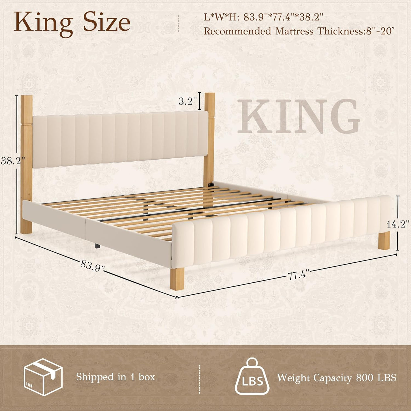 Yechen Full Size Wood Bed Frame with Headboard