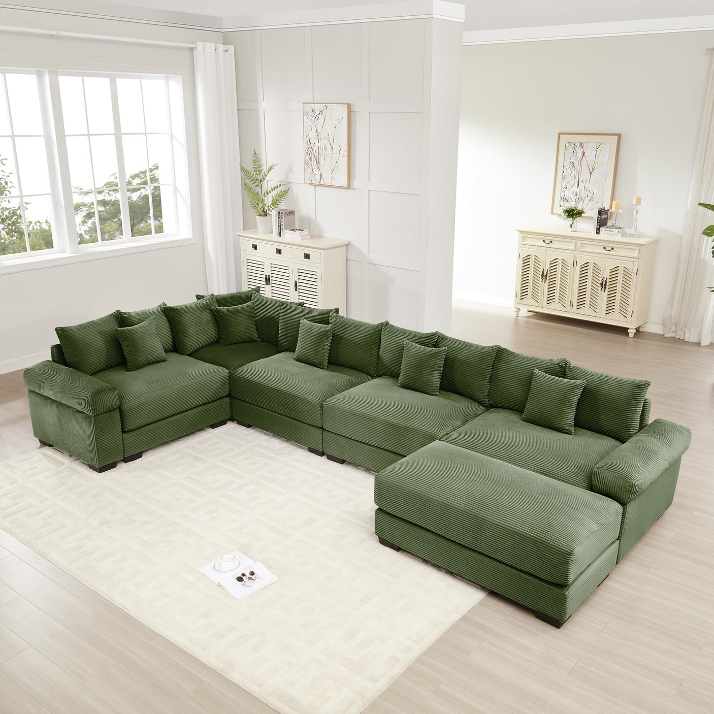 54" Oversized Corduroy Modular Sectional Sofa - Premium Comfort with High-Density Foam & Flexible Design