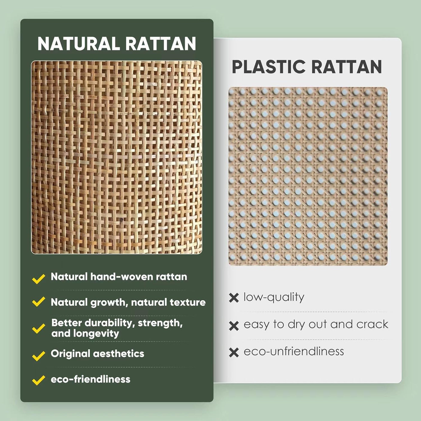 Sideboard Cabinet with Natural Rattan Decorated Doors