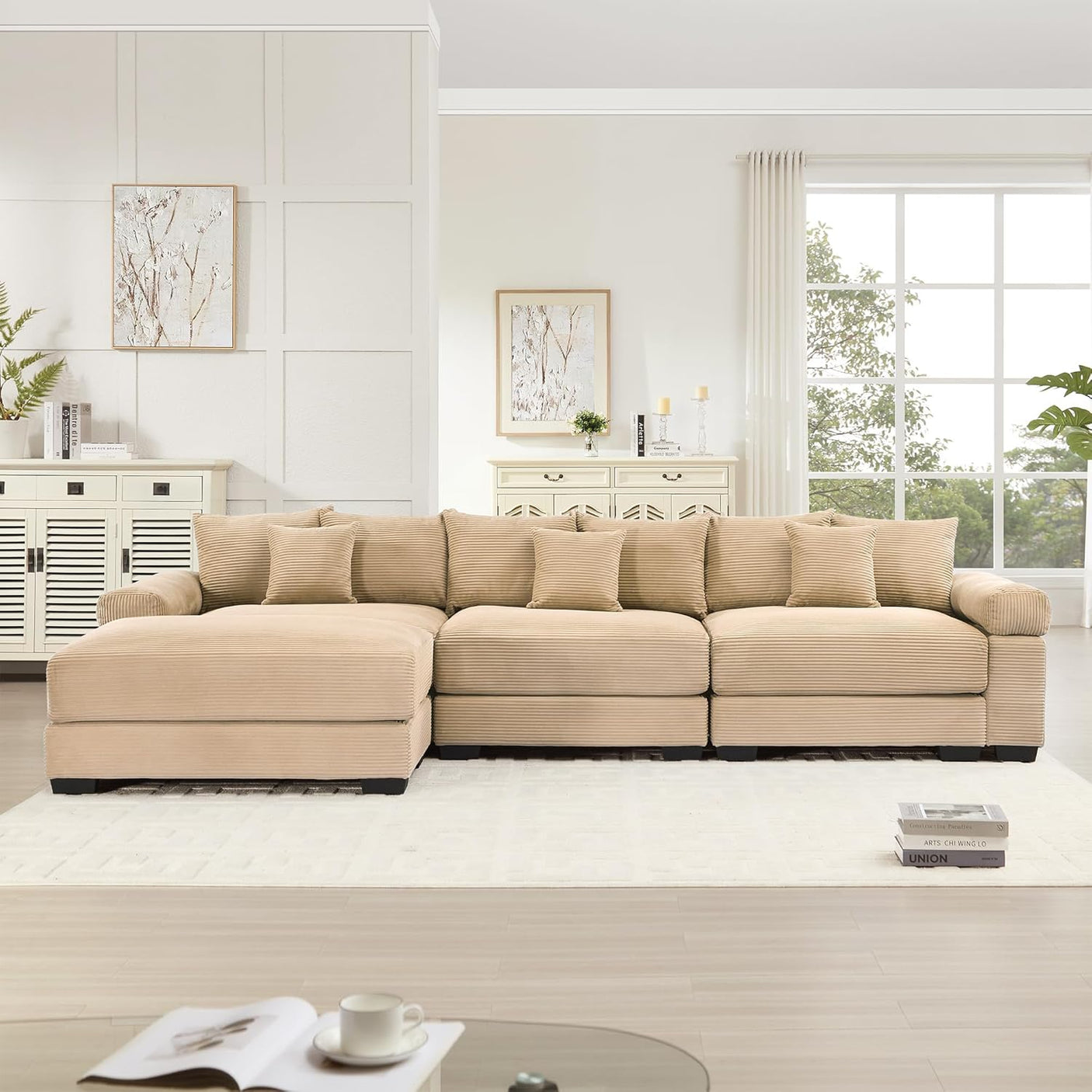 54" Oversized Corduroy Modular Sectional Sofa - Premium Comfort with High-Density Foam & Flexible Design