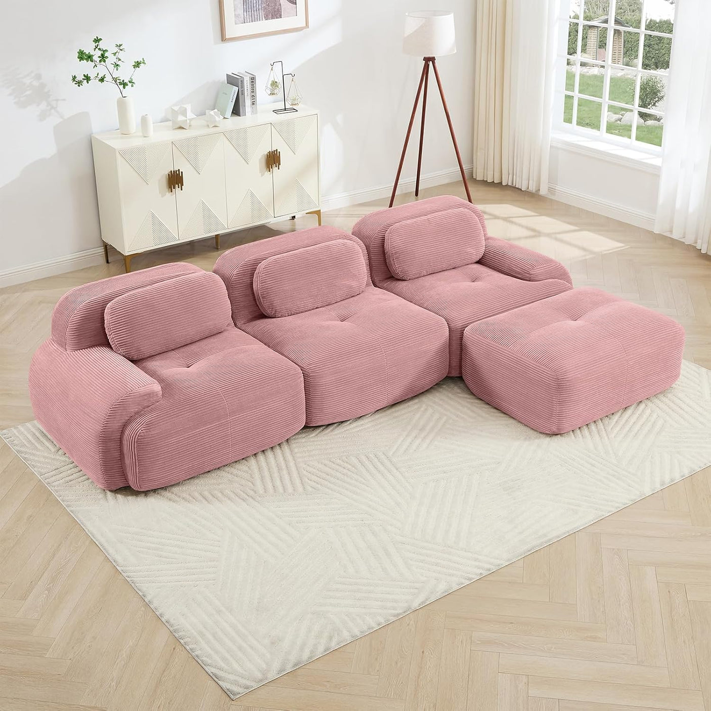 Corduroy Cloud Modular Sectional Sofa - No Assembly Required