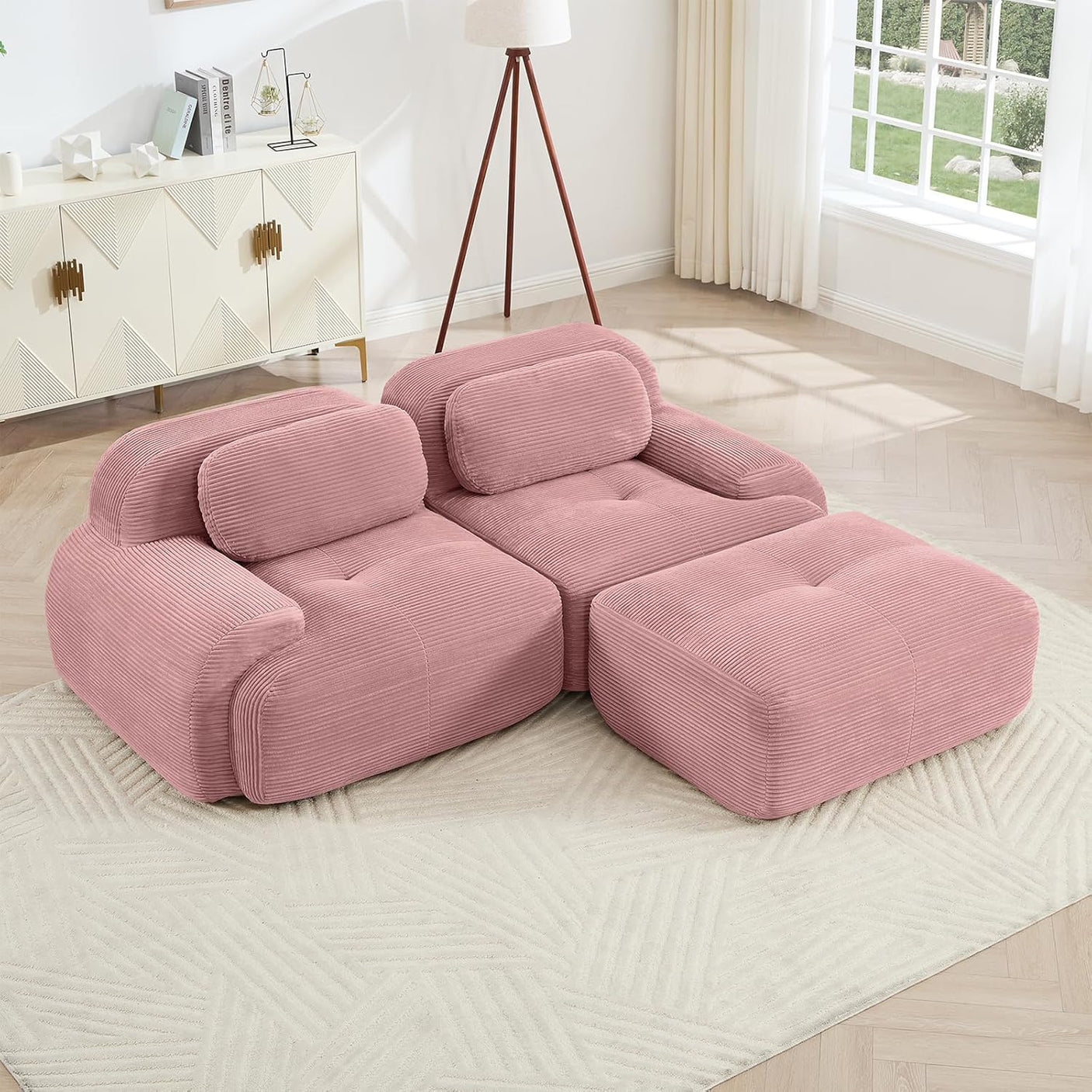 Corduroy Cloud Modular Sectional Sofa - No Assembly Required