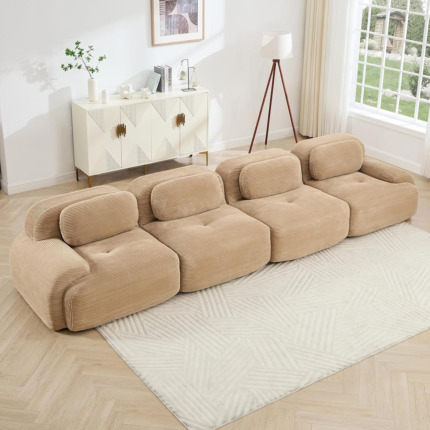 Corduroy Cloud Modular Sectional Sofa - No Assembly Required